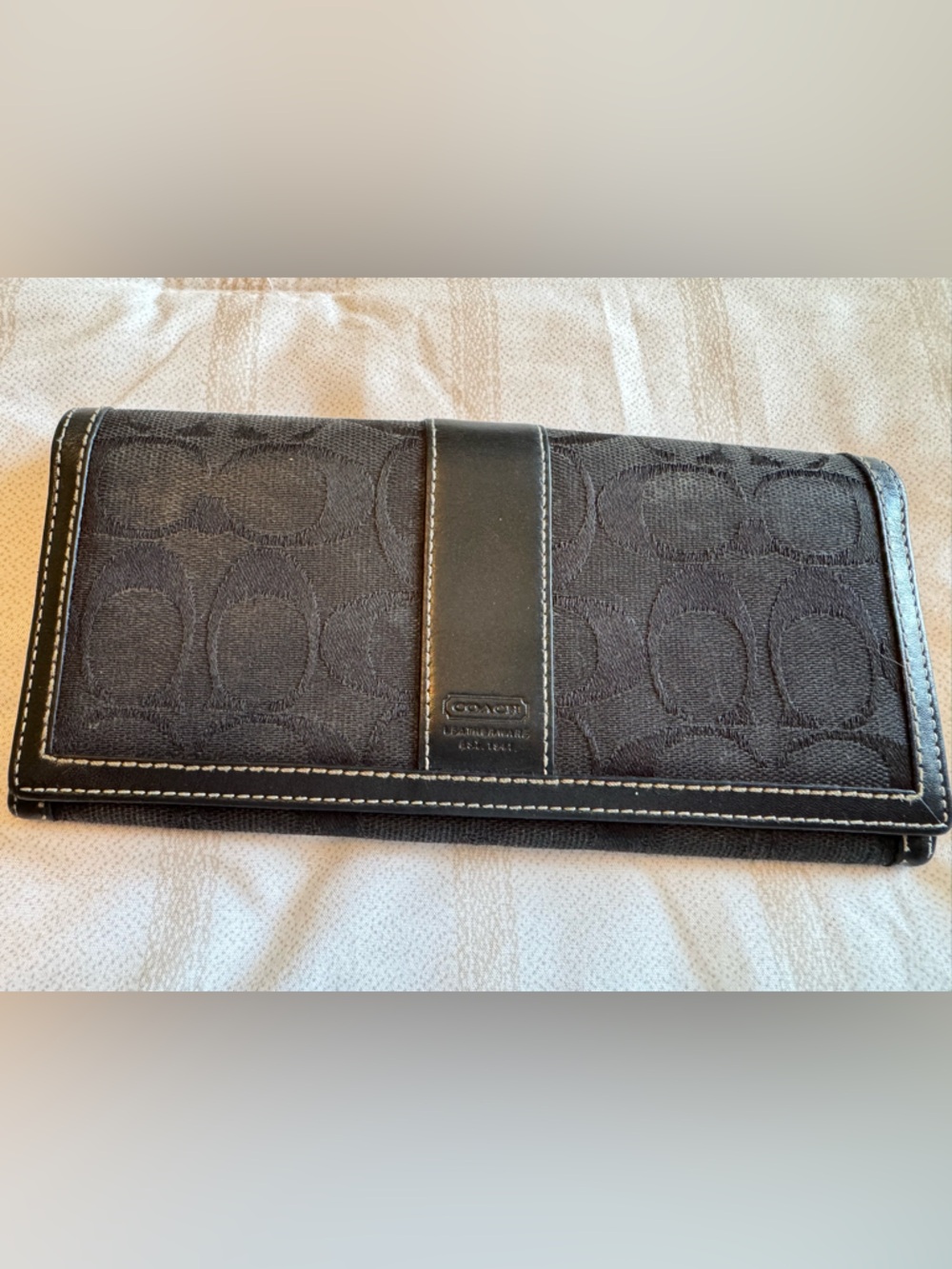 Coach Black Signature Continental Card Holder Wallet